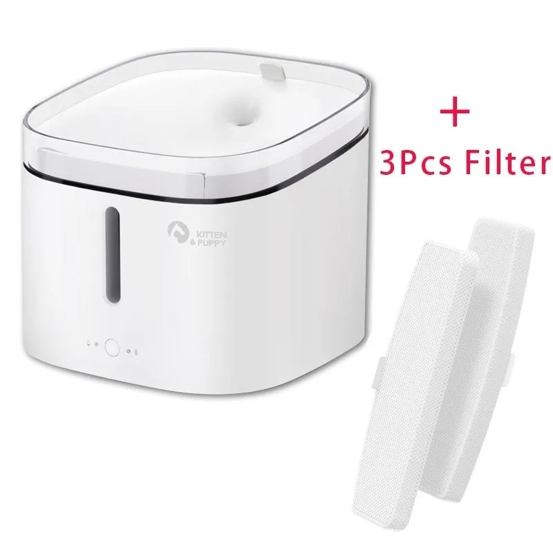 With 3PCS Filter Xiaomi Mijia котенок, щенок, домашнее животное диспенсер для воды кошка живой фонтан 2Л Электрический фонтан Автоматическая умная собака поилка - Цвет: With 3PCS Filter