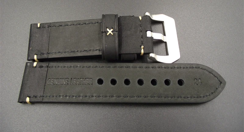 Wholesale 10PCS / lot 20MM 22MM 24MM genuine leather Crazy horse Watch band watch strap man straps black -WB120703 | Наручные часы