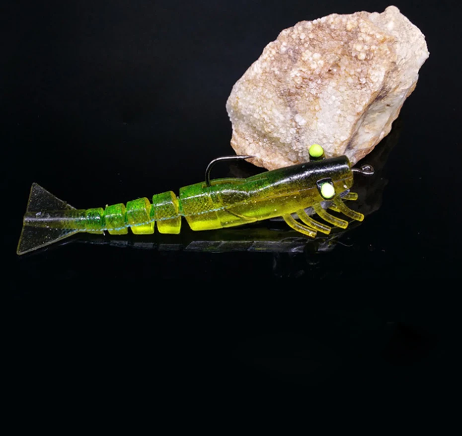 YINGTOUMAN 2PCS/LOT 9.5 cm 10 g Soft Bait Multi-section Shrimp Shape with Crank Hook Beads Fishing Lure Colorful | Спорт и
