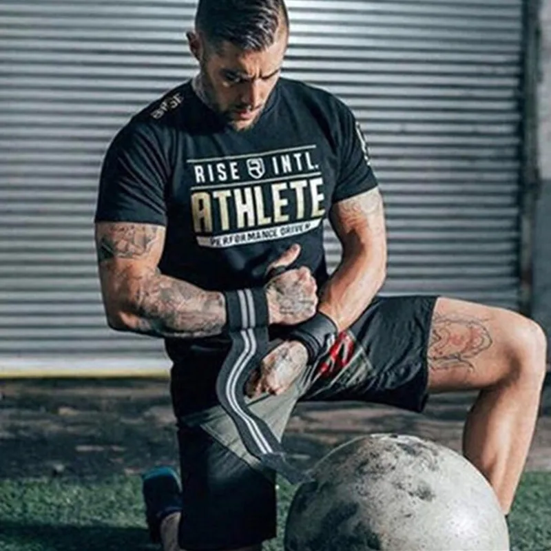 Мужская спортивная брендовая футболка для занятий фитнесом бодибилдингом