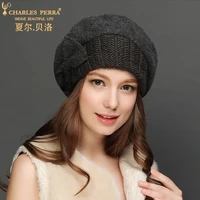 charles perra brand autumn winter women berets new casual fashion wool hats elegant bowknot beret keep warm fedoras 4816