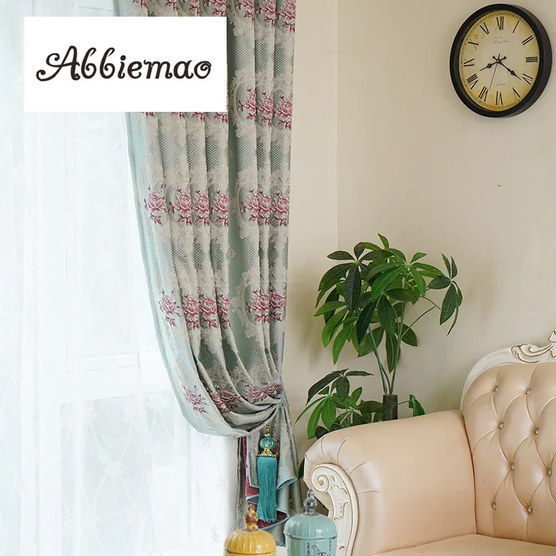 Abbiemao European Styke Jacquard Embossment High Shade Curtains For Living Room Bedroom Study Window Treatments Blackout Curtain | Дом и сад