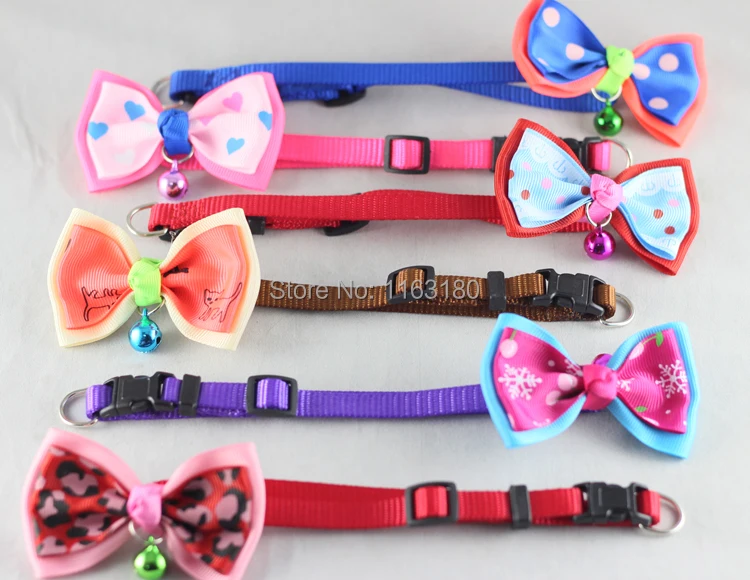 12 pcs/lot NEW POLYESTER DOG PUPPY CAT BOW TIE NECKTIE CUTE BOWKNOT PET COLLARS WITH BELLS | Дом и сад