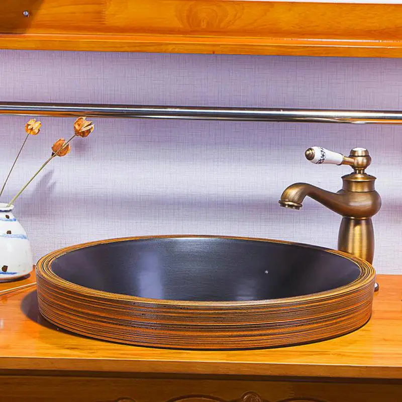 Раковина ручной работы с гравировкой и цветной глазурью раковина для ванной |