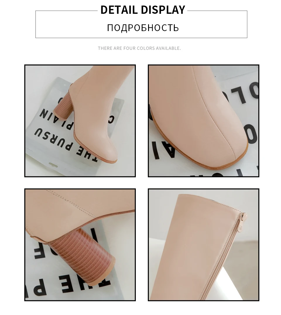 ENMAYER/ г. Модные женские зимние сапоги до колена с круглым носком на квадратном каблуке из PU искусственной кожи женская обувь с коротким плюшем размер 34-43