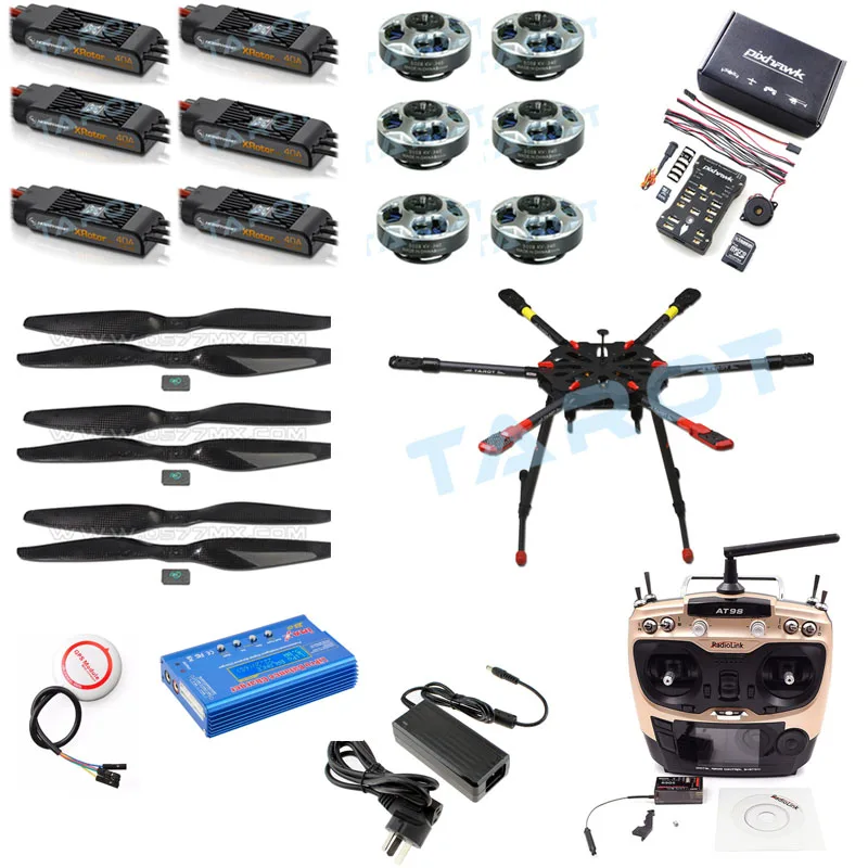 Tarot 2,4G 10CH RC гексакоптер Дрон 960 мм X6 Складная Выдвижная рама 5008 моторы PIX PX4 M8N gps ARF/PNF набор для самостоятельной сборки