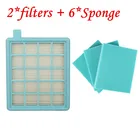 Фильтр НЕРА-2 шт., 6 шт. хлопка для Philips PowerPro CompactActive FC8058 FC9320 FC9329 Fc8630 - Fc8639 Fc8640-Fc8649, запчасти для очистителя