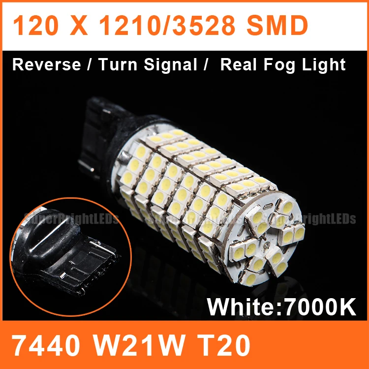 T20 LED W21W 7440 Car Reverse Bulbs 120 1210 3528 SMD 7.2W 12V White Backup Rear Turn Signal Bulb | Автомобили и мотоциклы