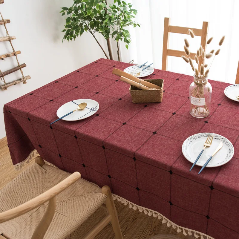

HZTRXUN Modern shabby chic Decorative mantel Table Cloth Tassel Lace Rectangle Tablecloth Home Kitchen Party Table Cover