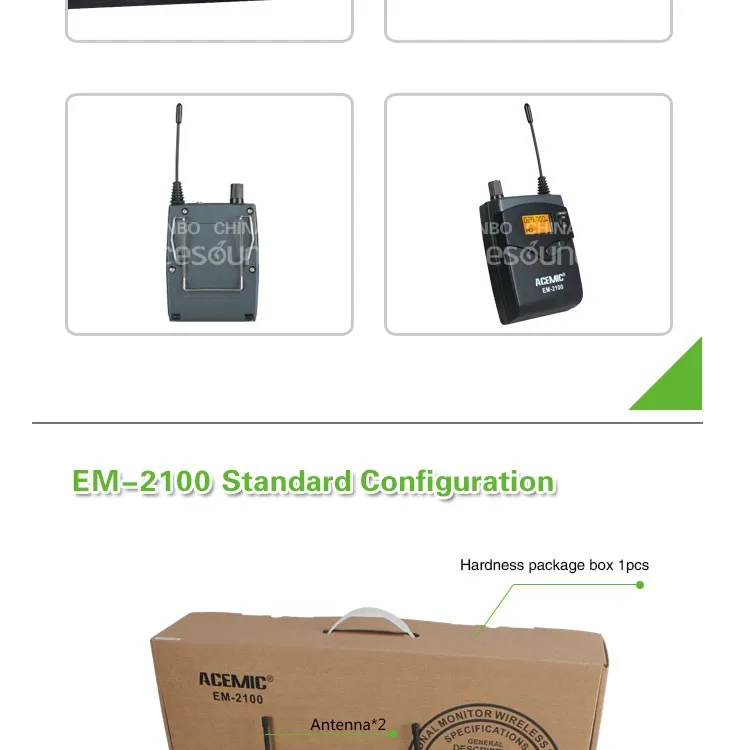 ACEMIC EM-2100 двухканальный внутриканальный монитор системы беспроводной микрофон для сценического представления церковного гида, 4 приемника