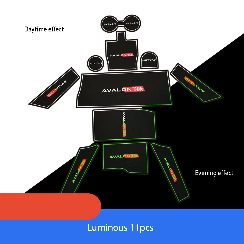 Luminous 11pcs Слот-коврик для двери автомобиля модифицированный внутренний коврик для чашки для воды внутренняя отделка автомобиля аксессуары для Toyota AVALON - Цвет: Luminous 11pcs