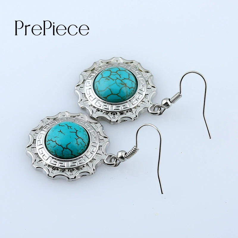 Prepiece New Green Stone Geometric Round Drop Earrings Fish Hook Vircle Dangle For Women Earings Fashion Jewelry PE0778 | Украшения и