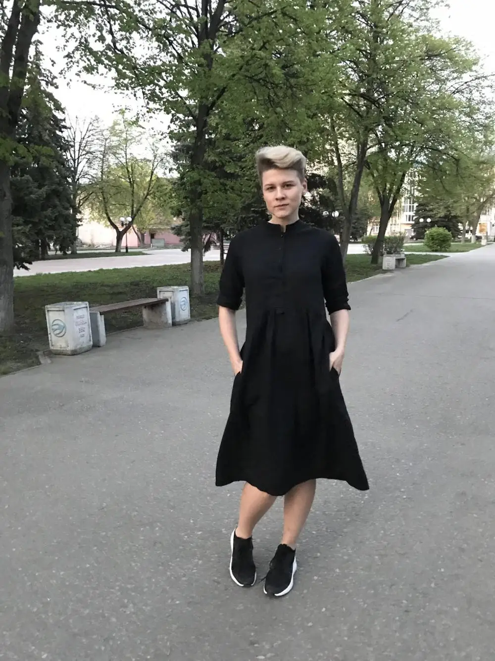 Новинка весны 2017 женское модное платье рубашка из хлопка и льна с длинными