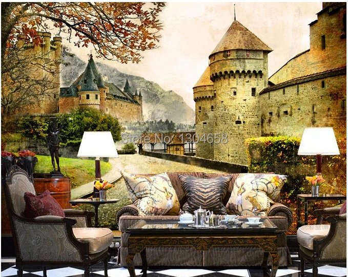 Настенные 3D обои на заказ в стиле ретро европейские здания Париже кофейная зала