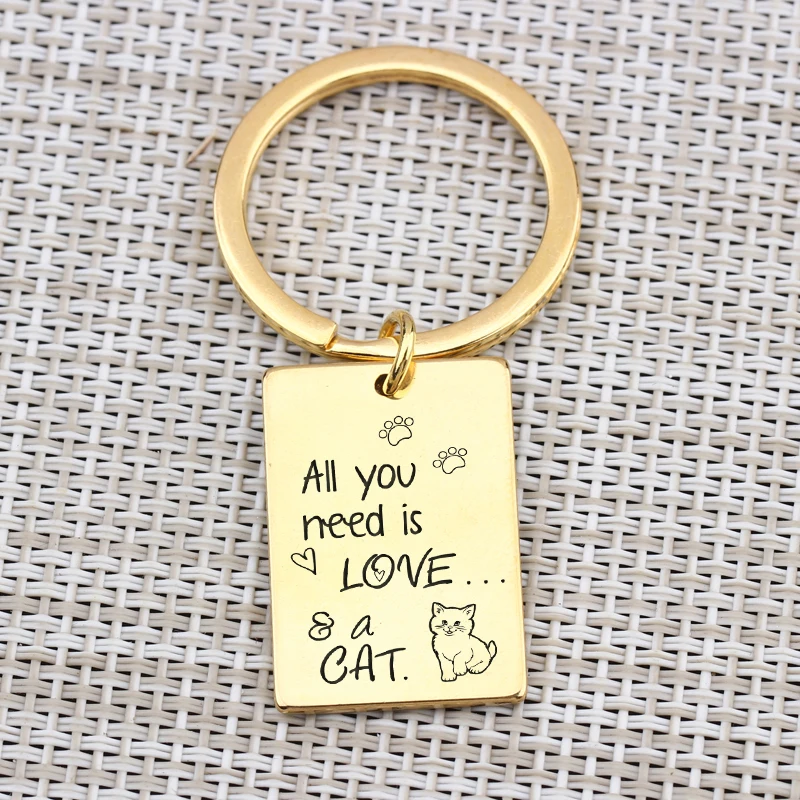 Fashion Key Chain Hand Stamped Pets Cat Lover Cute Car Keyring 3 Colors Choose For Owner Jewelry Charm Gift | Украшения и