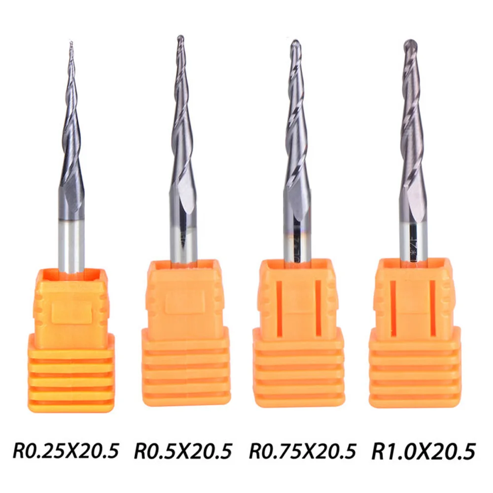 Конические концевые фрезы Набор с шариковым носом 4 шт. мм хвостовик твёрдый