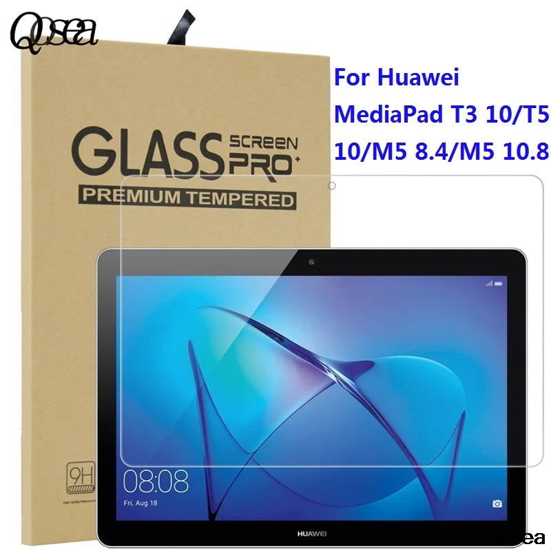 Qosea для huawei MediaPad T3 10 закаленное стекло 9 H Ultra Clear Экран протектор фильм T5 M5 8 4 дюйма