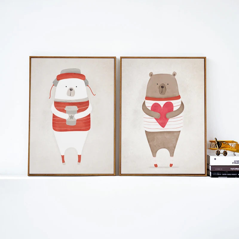 Попигист скандинавские милые животные Бегемот Пингвин белый медведь портрет А4