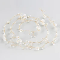 floralbride handmade wired rhinestones crystals pearls flower wedding headband bridal hair vine hair accessories women