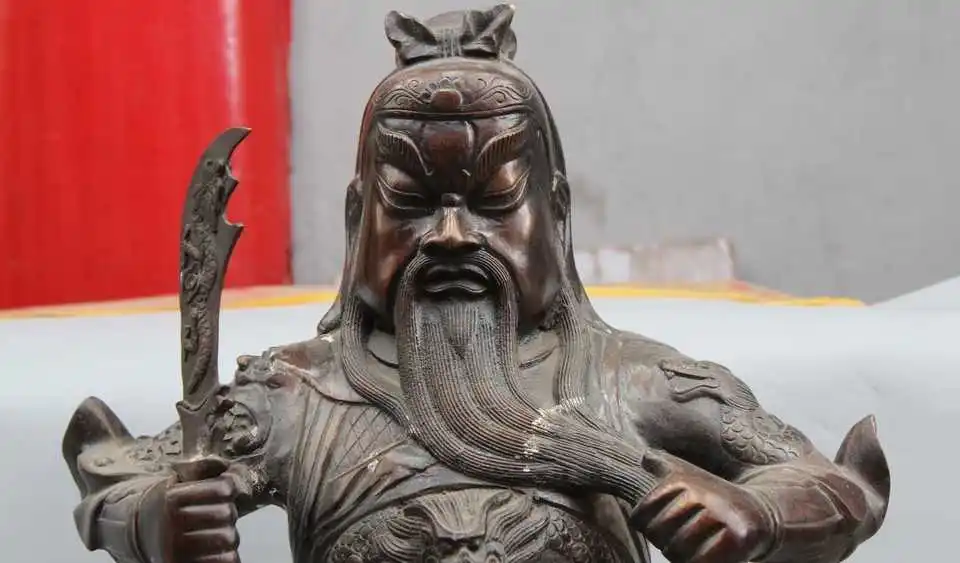 25&quot China Chinese Bronze martial Stand Warrior General Guan Gong Yu Statue Sculp | Дом и сад