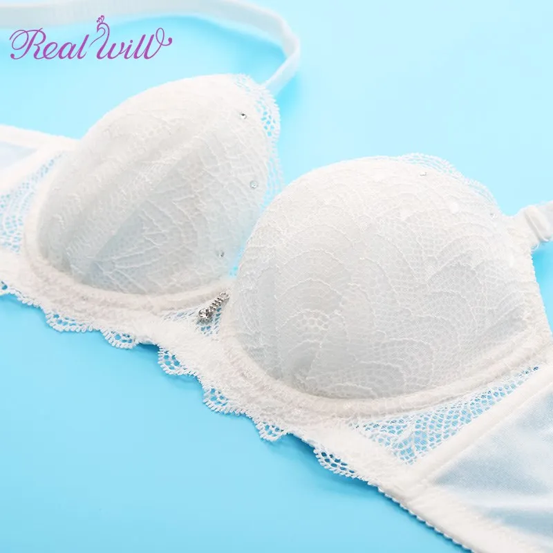 Realwill Лето Для женщин нижнее белье бюстгальтер тонкий кружевные трусики/нижнее