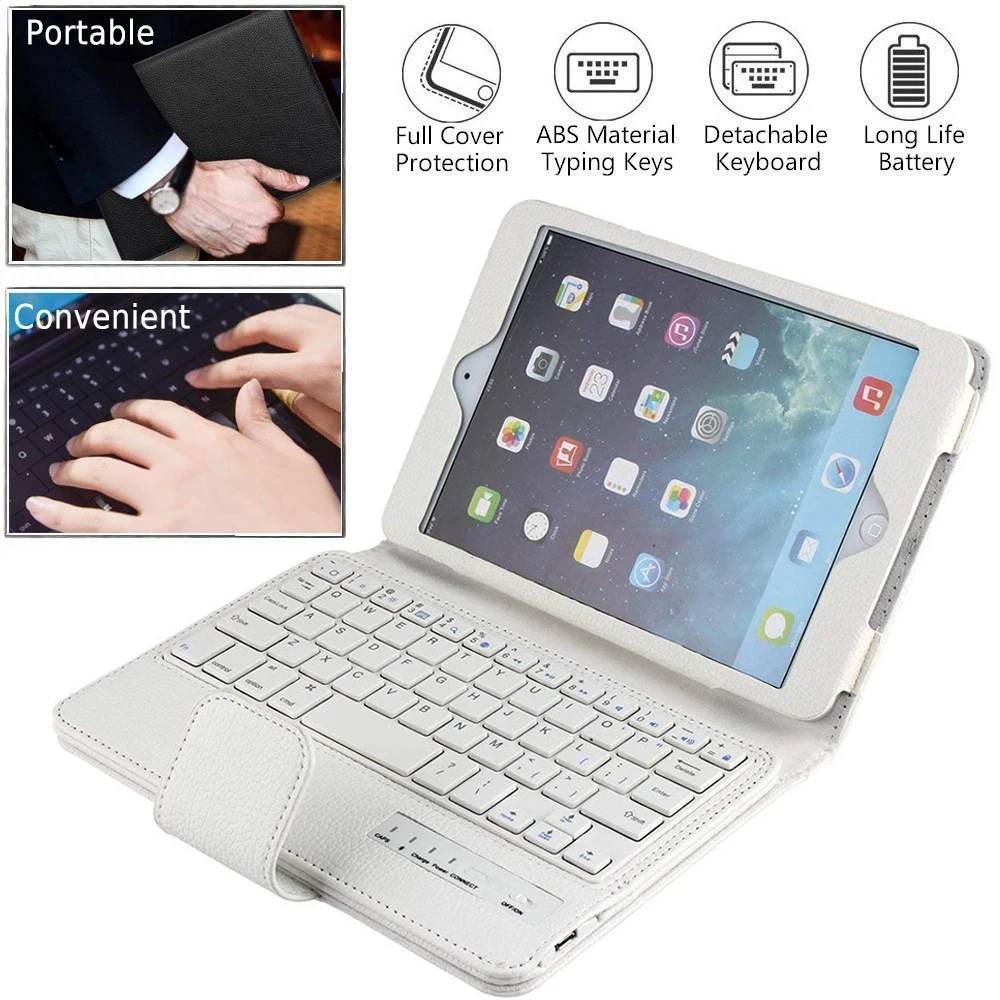 Для iPad Mini клавиатура складной кожаный чехол со съемной клавиатурой Bluetooth для Apple 1