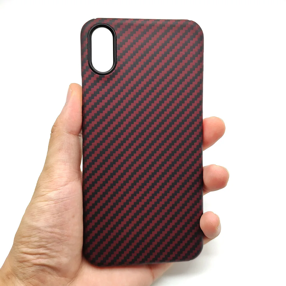 Ультратонкий чехол из красного арамидного волокна для iPhone X XS, роскошный чехол из углеродного волокна для iPhone XR XS MAX, чехол - Цвет: Red - Black Ring