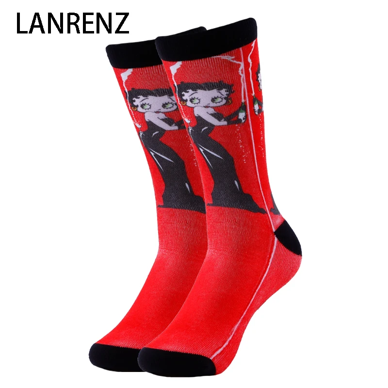 2020 модные забавные носки для мужчин и женщин с принтом из мультфильма Девушка на