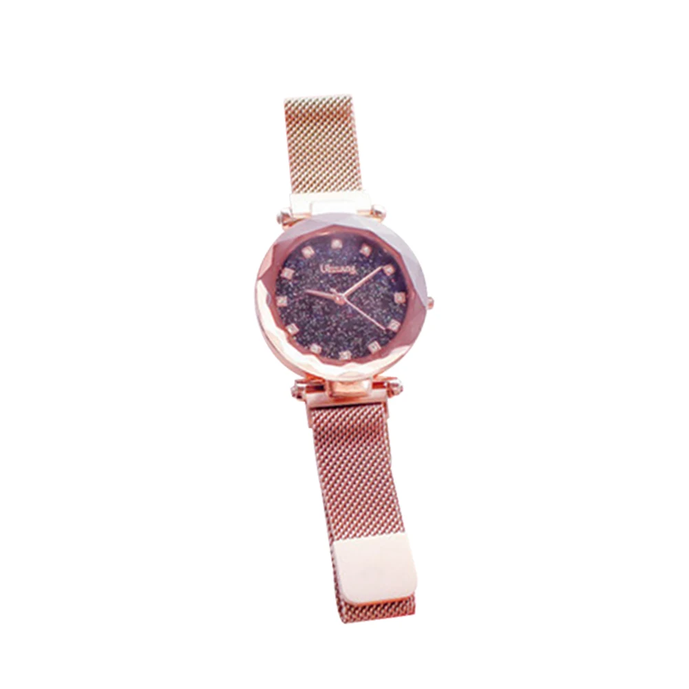 Отличная мода Звездное небо Круглый циферблат сетка ремешок магнитные женские