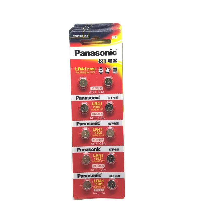 Кнопочная батарейка Panasonic LR41 10 шт./лот 100% оригинальная SR41 AG3 G3A L736 192 392A Zn/MnO2 1 5 в
