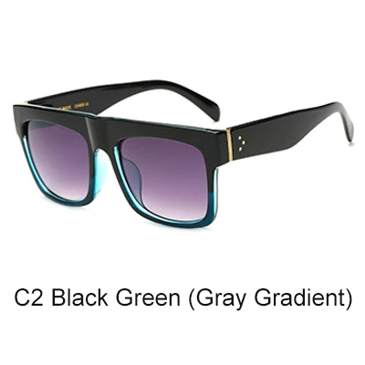 C2 Black Green-Gray Ralferty, солнцезащитные очки больших размеров для женщин и мужчин, фирменный дизайн, квадратные солнцезащитные очки для женщин, черные градиентные оттенки, женские UV400 D5676 - Цвет линз: C2 Black Green-Gray