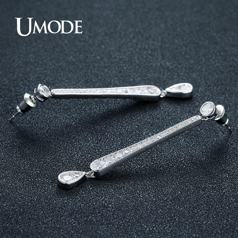 Женские серьги-капельки UMODE круглые серьги белого и золотого цвета с фианитом UE0308