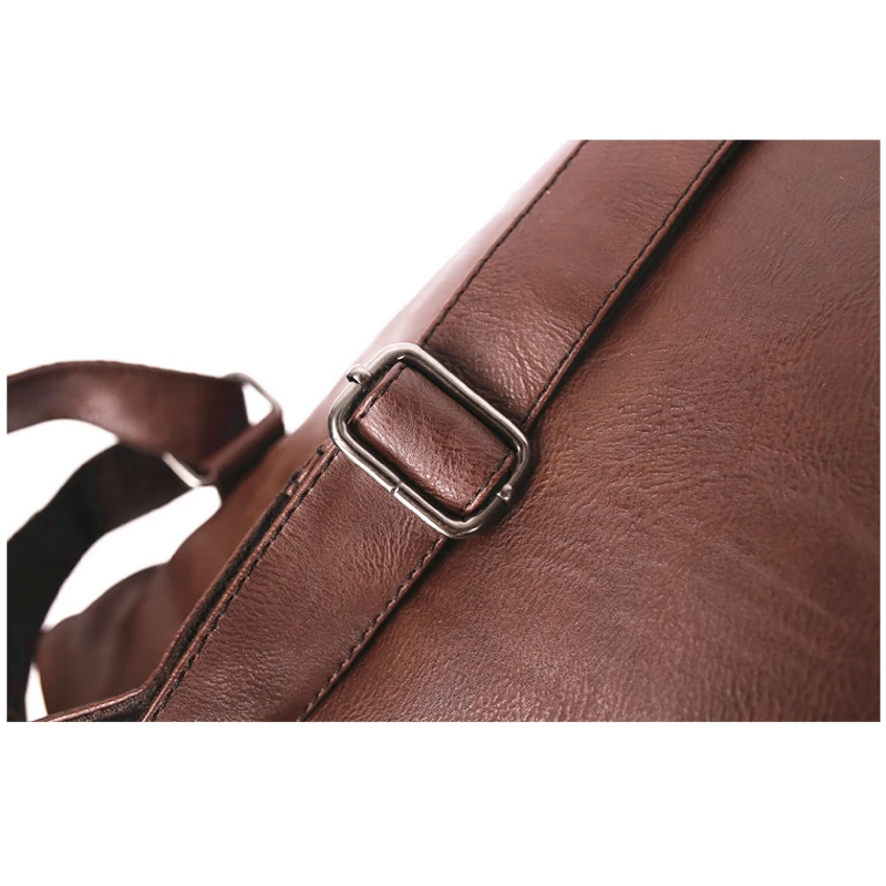 Three-Box Original Men Backpacks PU Leather Male School Laege Laptop Bag Solid Vintage Teenager Travel Business Backpack 2332 | Багаж и