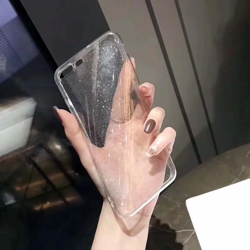 Роскошный блестящий чехол для телефона iPhone XS Max XR прозрачная задняя крышка из ТПУ