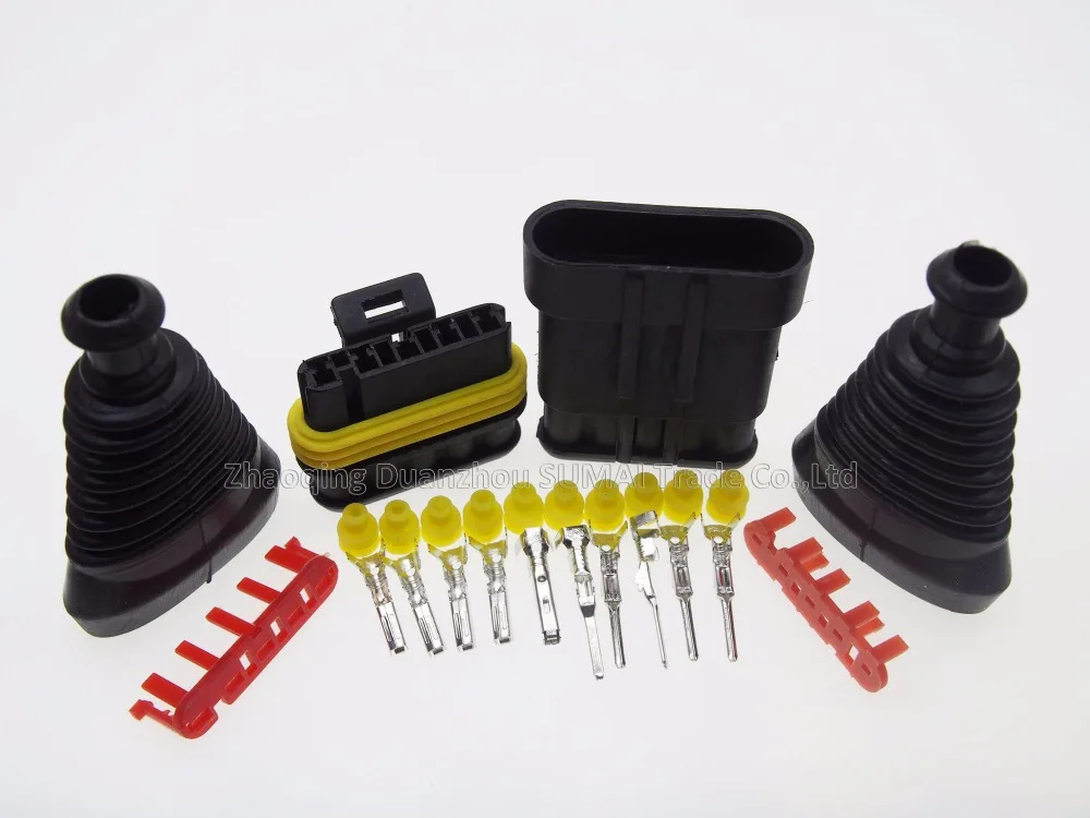 2 sets 5 Pin AMP Auto HID Connectors+sheath(2 pcs) for HEV/EV Start/Stop/Inverter Systems etc. | Обустройство дома