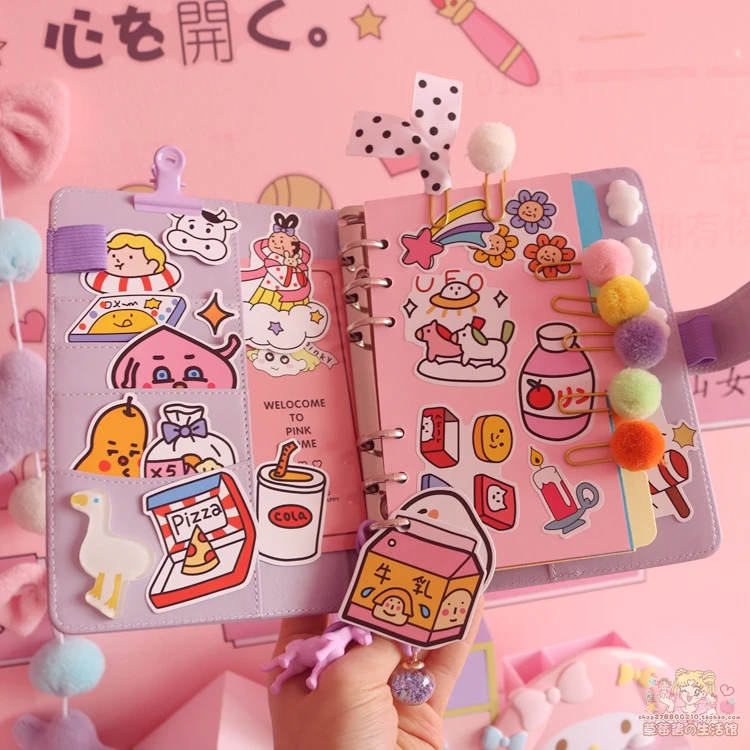 Милый Kawaii A6 записная книжка Макарон кожа Сделай Сам свободный листовой Журнал