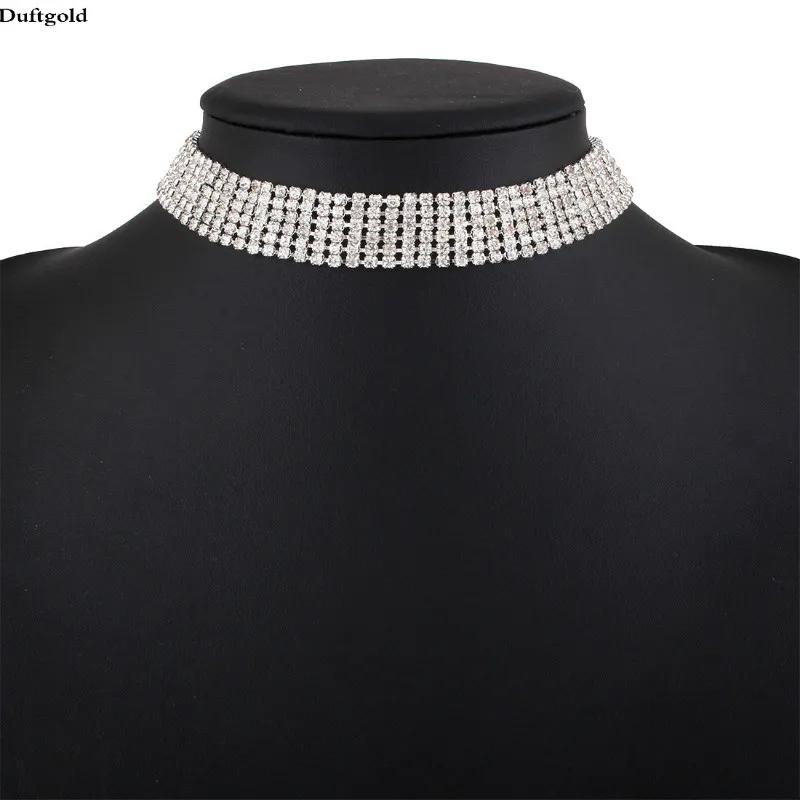 2019 Модное Новое ожерелье с инкрустацией из горного хрусталя Широкое Ожерелье