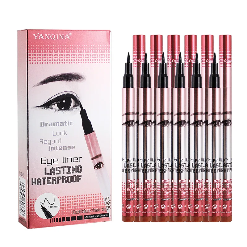 YANQINA New Makeup Black Liquid Eyeliner Quick Dry Waterproof Not Dizzy Long-Lasting Eye Liner 3 Colors Tube |