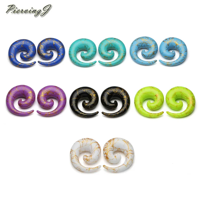 20mm PiercingJ 7 пар/компл. 1,6-20 мм акриловые желтый покрытием смешанные цвета спираль улитка уха удлинитель с коническим отверстием производства украшения для ушного пирсинга - Окраска металла: 20mm