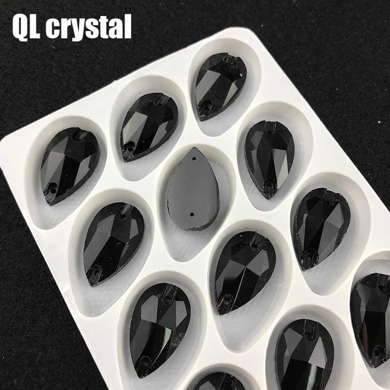 Стеклянные стразы QL разных цветов с плоской задней поверхностью каплевидные