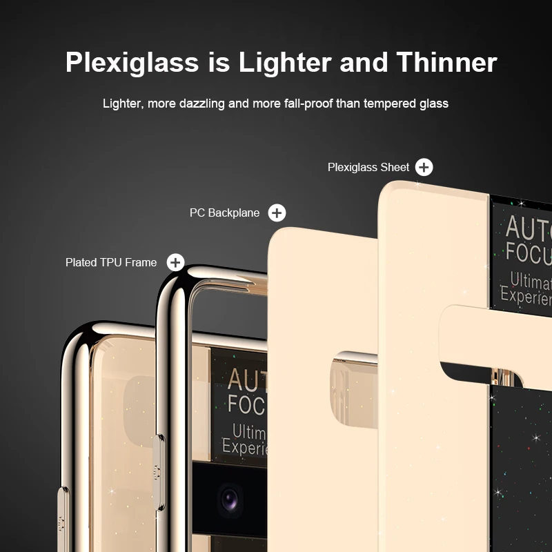 Модные чехлы для телефона Galaxy S10 класса люкс из плексигласа противоударный чехол