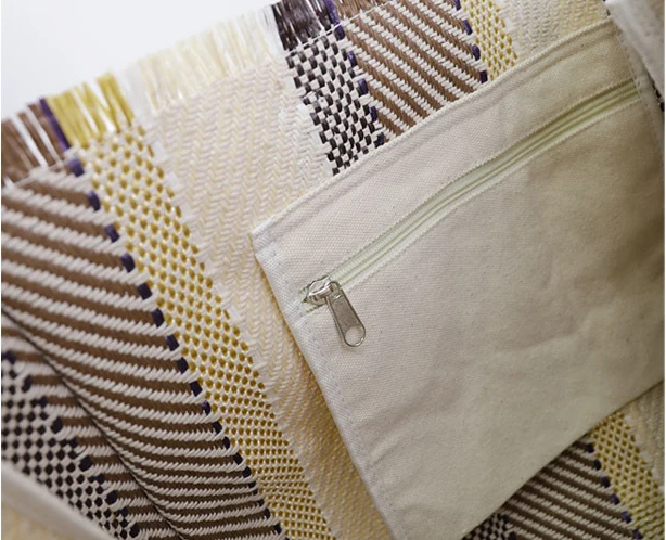 Большая женская сумка-тоут из ткани в полоску Повседневная сумка с верхними