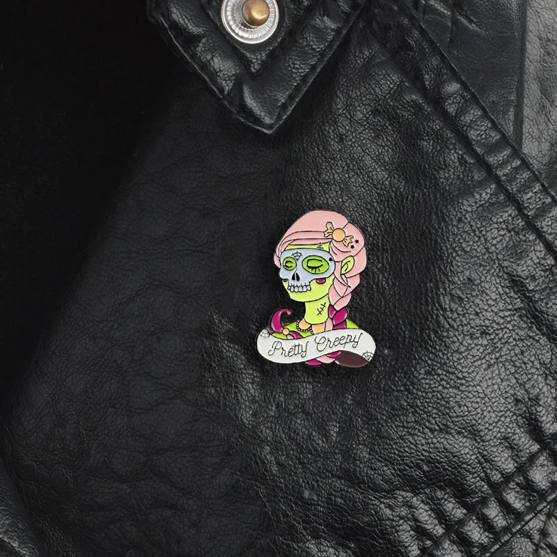 GDHY симпатичная жуткая розовая брошь для девушки Паук Паутина череп маска