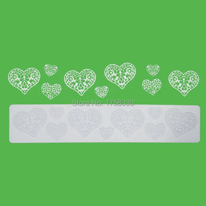 Силиконовый кружевной коврик в форме сердца 2017 39*8 см для украшения торта