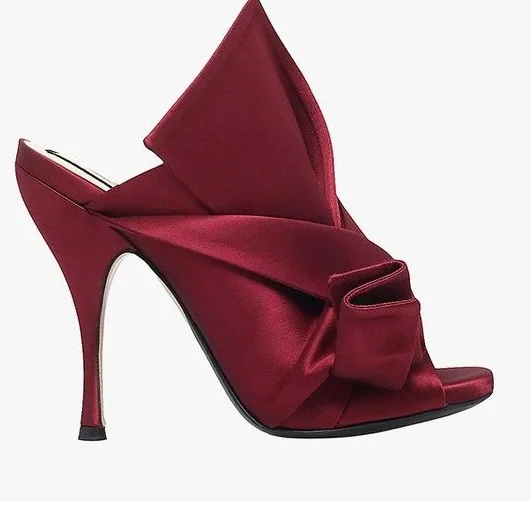 Сандалии с большим бантом для молодых девушек шелковая атласная ткань