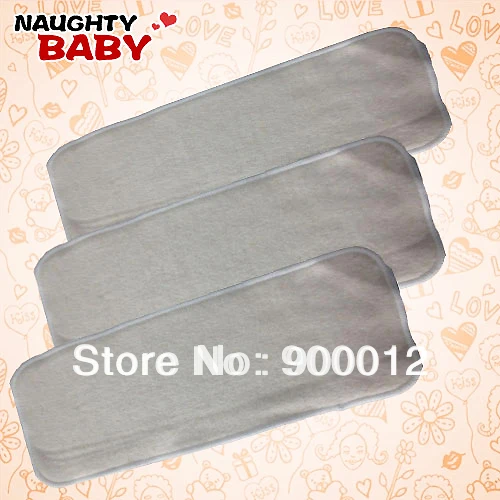 Free Shipping Naughty Baby Hemp Organic cotton 50pcs 3 Layers Washable Reusable Baby Cloth Diaper Nappy Inserts