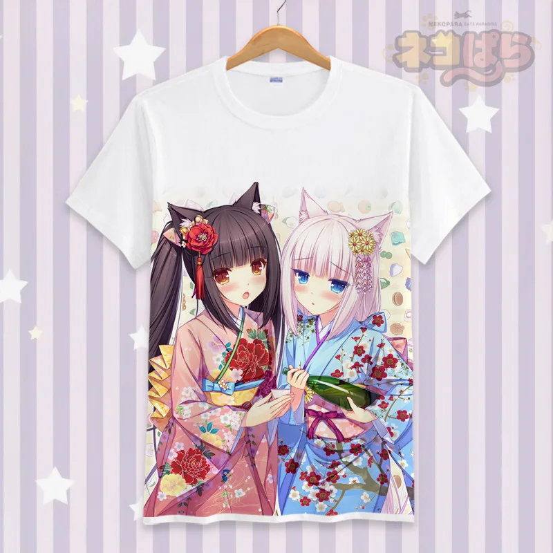 Хлопковые футболки NEKOPARA с мультяшным дизайном для мужчин и женщин Новое