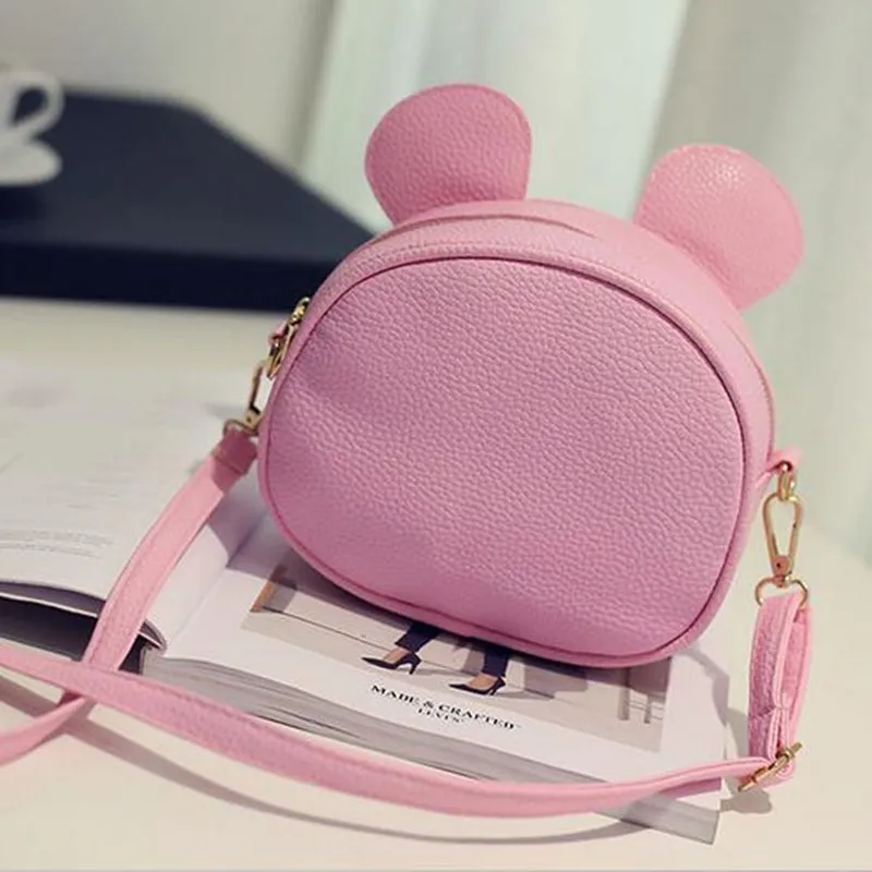 2017 прекрасный Микки глава Ребенок Сумка мини Черный мода кожа PU женщины сумка