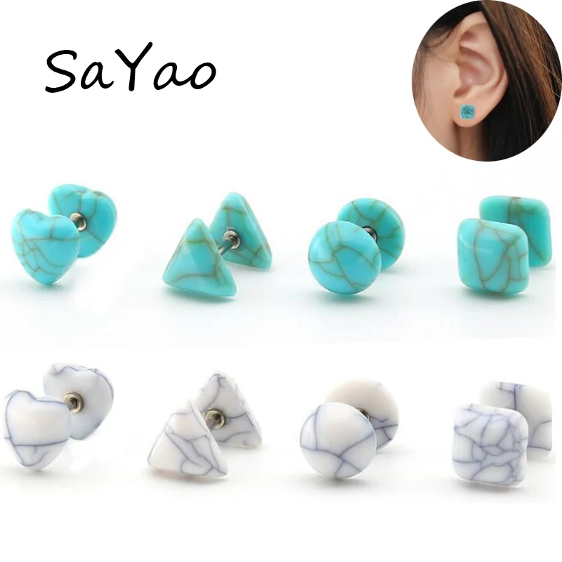 Серьги-гвоздики из нержавеющей стали SaYao 2 шт. для мужчин девочек и мальчиков