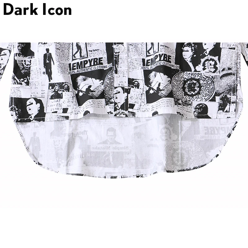 Мужская рубашка в стиле хип хоп DARK ICON черная белая Винтажная Футболка с принтом